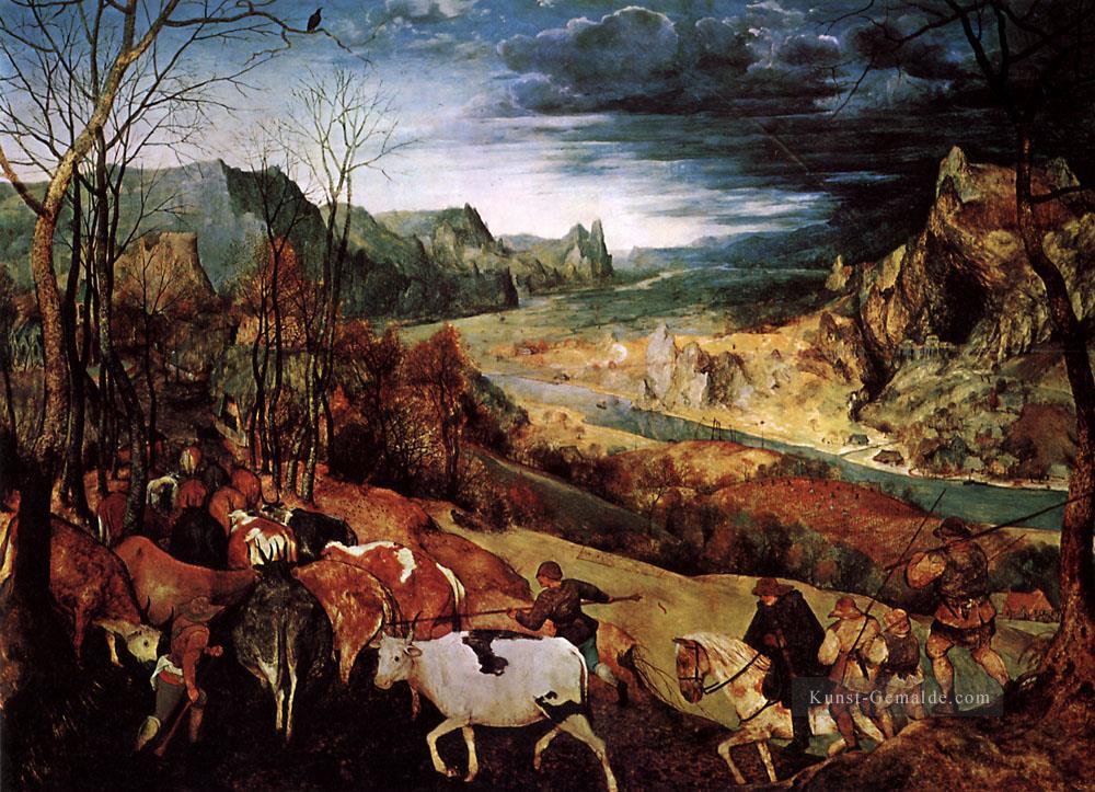 die Rückkehr der Herde Flämisch Renaissance Bauer Pieter Bruegel der Ältere Ölgemälde